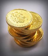 stack of gold coins close up