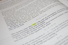 closeup view of Gdp Paper Document