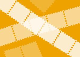 Orange and yellow film, at orange background, on clipart