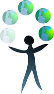 silhouette of a man juggling the planet