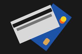 Colorful credit cards, at black background, on clipart