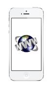 www, Internet connection icon on screen of smartphone