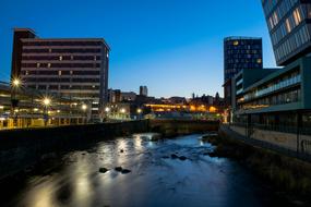 Long Exposure River Water in city