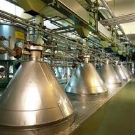 Shiny metal machines inside the building