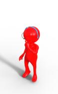 drawn red man with headphones