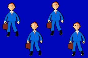 cartoon businessmen in blue suits