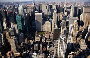 Beautiful and colorful cityscape of New York with the Empire State Building, in sunlight, in USA