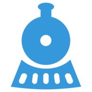 Blue train icon at white background