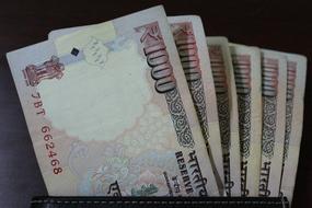 Indian Rupee, six banknotes
