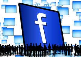 facebook on the big blue screen as an illustration