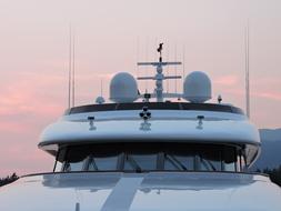 antennas on the roof of the sea boat