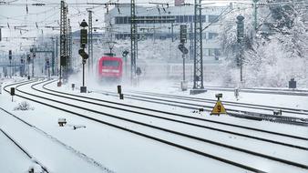 landscape of Train railways in Munich at winter