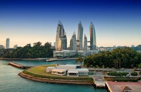 skyscrapers near the river in Singapore