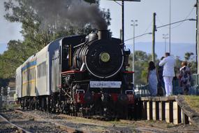 steam locomotive on the railway at the station