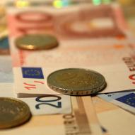 Finance Money Euro banknote and coins