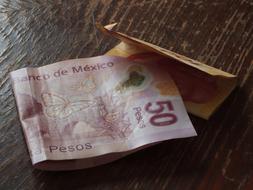 Mexican paper money on the table
