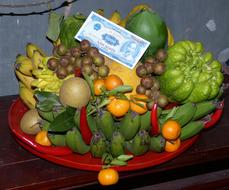 fruit and money as a donation in vietnam