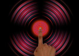finger touching virtual button