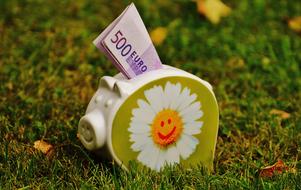 photo 500 euros in a piggy bank