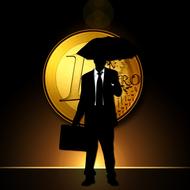 businessman silhouette with umbrella