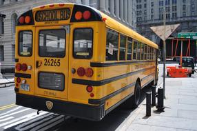 yellow school bus at stop