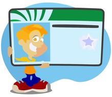 Clipart with the identity card of the smiling kid