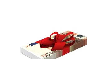 bundle of euro banknotes with band