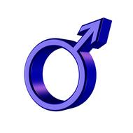 blue male symbol on white background