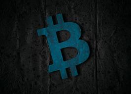 blue bitcoin sign