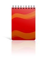 red and orange notebook