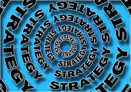 spiral lettering strategy on blue background