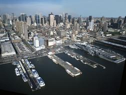 top view of the pier near the waterfront in new york
