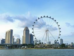 distant view of the ferris wheel in singapore