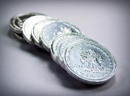 silver coins close up