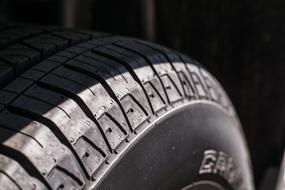 pattern on rubber wheel close up