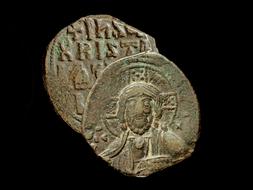 ancient Byzantine Coin with Christ face