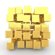 abstract gold bars on white background