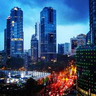 Singapore city Traffic Skyline