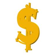 yellow dollar sign on white background