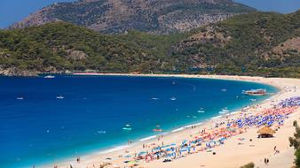 panoramic view of the mediterranean beach on a sunny day