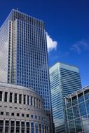 blue sky over office skyscrapers