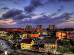 city panorama in dessau against the background of the evening sky in Germany