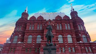 marshal zhukov monument in front of museum, russia, moscow