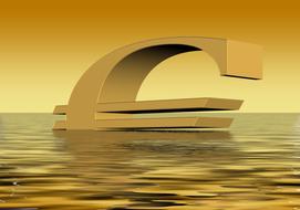 abstract image of golden euro in the sea