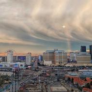 cloudy twilight over modern city