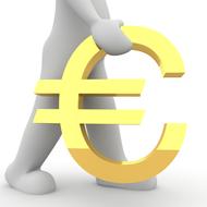 3d model of a man with a euro symbol in his hand