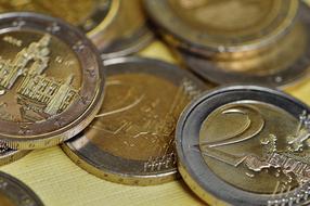lot of euro coins close-up