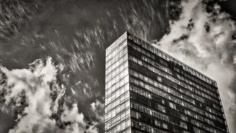 high-rise building in monochrome blurred background