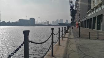 distant view of the city from the port embankment