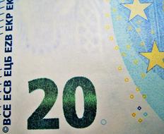 Twenty Euros Detail Emerald-Paid money